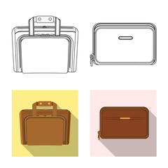 Isolated object of suitcase and baggage logo. Set of suitcase and journey stock vector illustration.