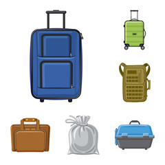 Vector design of suitcase and baggage symbol. Set of suitcase and journey vector icon for stock.