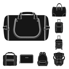 Vector illustration of suitcase and baggage sign. Collection of suitcase and journey stock symbol for web.