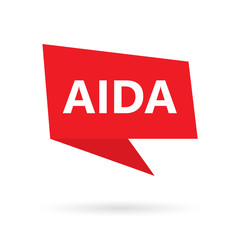Fototapeta premium AIDA (Attention Interest Desire Action) acronym on a speach bubble- vector illustration