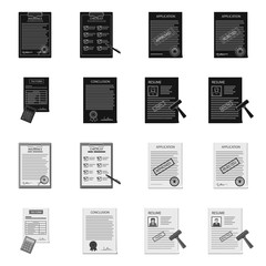 Isolated object of form and document symbol. Collection of form and mark stock vector illustration.