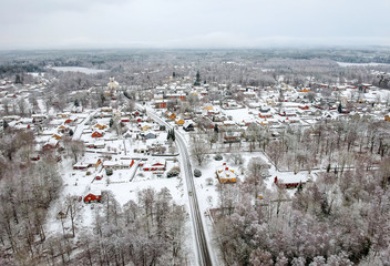 Road to the Swedish village - winter scenery