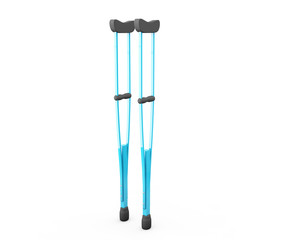 3d illustration 3d pair of crutches orthopedic equipment on white background