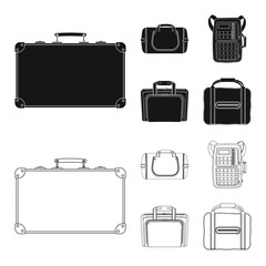 Vector illustration of suitcase and baggage icon. Collection of suitcase and journey stock vector illustration.