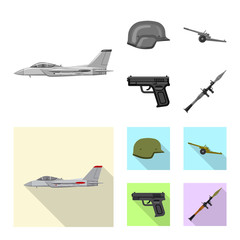Vector design of weapon and gun symbol. Set of weapon and army stock vector illustration.