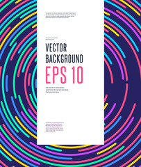 Abstract minimal vector background design with text template. Modern neon colorful circle lines and design template elements for your art, flyers, posters, covers, banners. Vector EPS 10