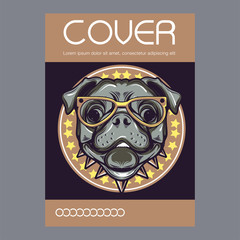 Pug Dog in a glasses. Vector illustration