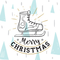 Merry Christmas. Typography. Vector logo, text design. Greeting card.