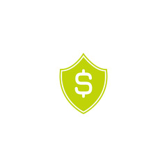 Green shield with euro sign. Protected euro, shield icon. Vector flat icon isolated on white. Money safe