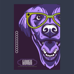 Pug Dog in a glasses. Vector illustration