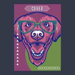 Pug Dog in a glasses. Vector illustration