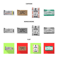 Vector design of ticket and admission symbol. Collection of ticket and event vector icon for stock.