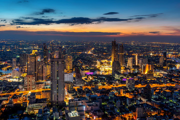 Fototapeta na wymiar Aerial view of Bangkok cityscape, Thailand
