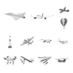 Fototapeta na wymiar Vector design of plane and transport logo. Set of plane and sky stock vector illustration.