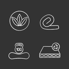 Orthopedic mattress chalk icons set