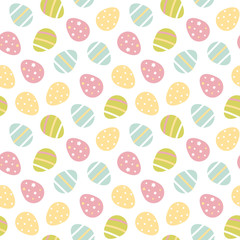 Pastel colors cartoon style easter eggs seamless pattern background.
