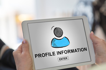 Profile information concept on a tablet