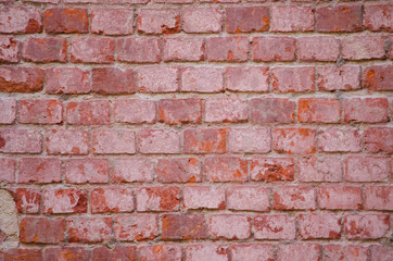 The texture of the brick wall. Very old, ancient brick.