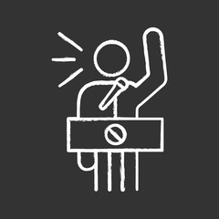 Protester speech chalk icon