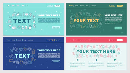 Customer support web page design vector templates set
