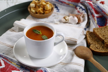 organic hot lentil soup presentation