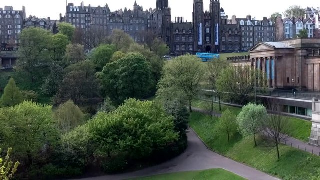 Edinburgh city Scotland historic Town Day Aerial shot