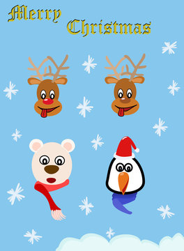 Merry Christmas funny animals icons