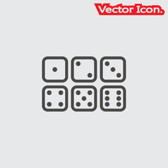 dice icon isolated sign symbol and flat style for app, web and digital design. Vector illustration.