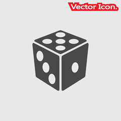 dice icon isolated sign symbol and flat style for app, web and digital design. Vector illustration.
