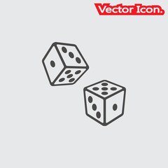 dice icon isolated sign symbol and flat style for app, web and digital design. Vector illustration.