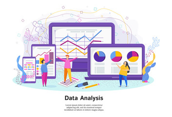 Data analysis vector concept with people characters
