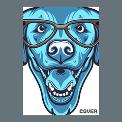 Pug Dog in a glasses. Vector illustration