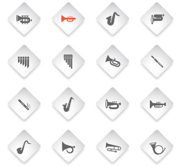 wind instruments icon set