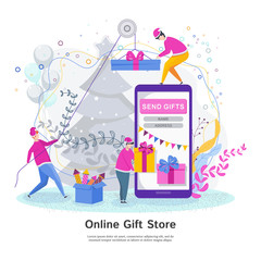 Online gift store Modern flat design concept.