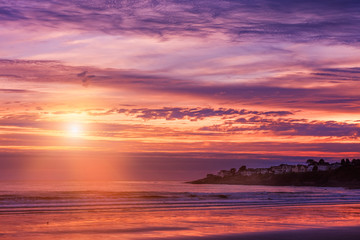 Early beautiful morning on the Atlantic Ocean. USA. Maine.
