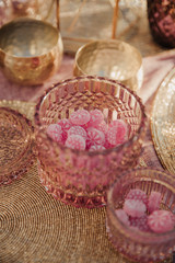 Bonbons rosa Glas gold