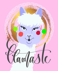 llamaste - funny poster or greeting card with beautiful llama po