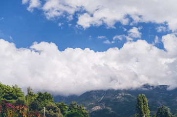 Mountains near Oludeniz with clouds, Turkey