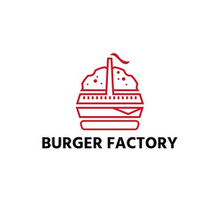 burger with factory restaurant vector design template