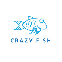 fun crazy fish vector design template