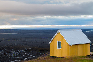 Desolate landscape from Kverfjoll area, Iceland panorama