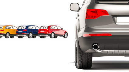 Obraz premium Rear View of a Hatchback Car on White Background 3D Rendering