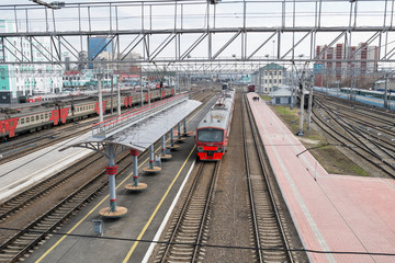 Naklejka premium railway traffic in the city