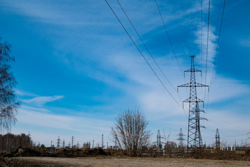 Electric poles in Novosibirsk