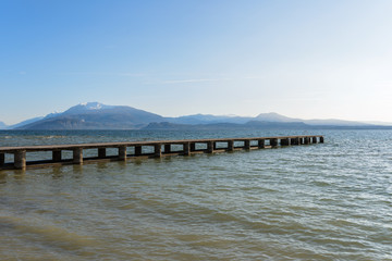 A pier on Lake Garda in Sermione village