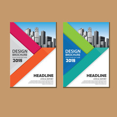 Brochure template layout, cover design annual report, magazine, flyer or booklet in A4 with blue geometric shapes on polygonal background