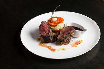 Steak on a platter