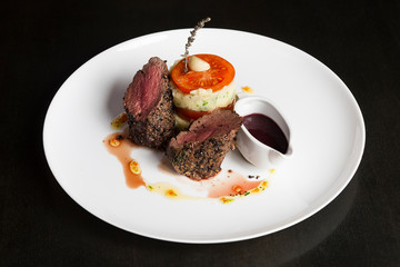 Steak on a platter