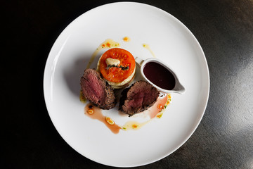 Steak on a platter