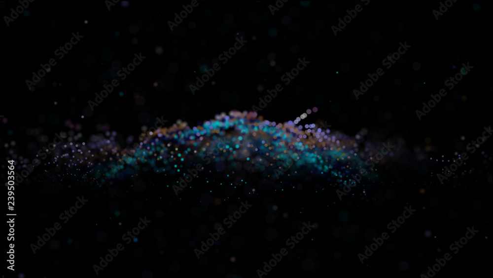 Poster big data visualization. visual information complexity. data threads plot. 3d rendering. data technol